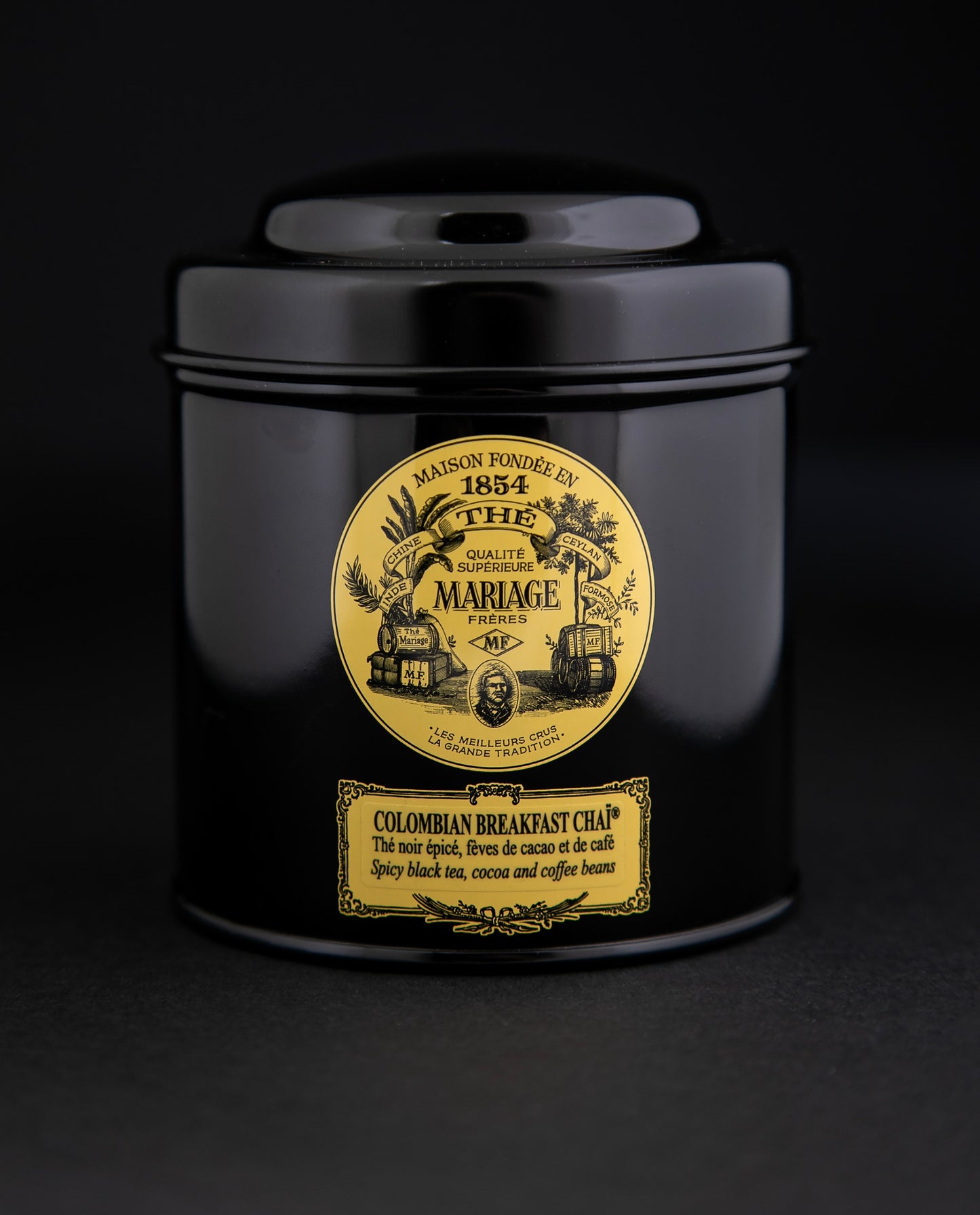 100g black laquered metal canister of Mariage Frère's