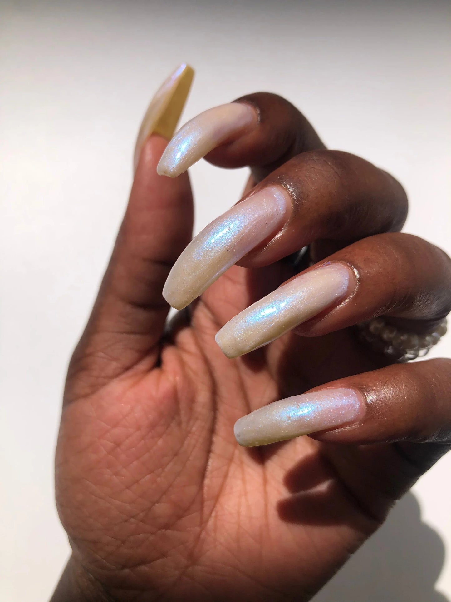 Close up of nails painted with Death Valley Nails'