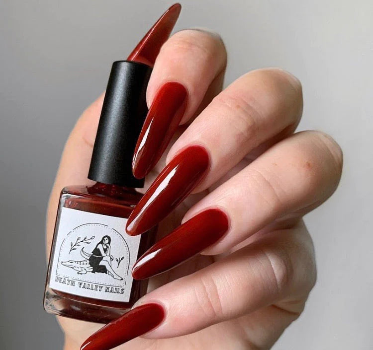 close up of nails painted with Death Valley Nails'