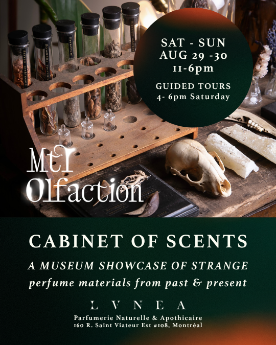 THE CABINET OF SCENTS: A Showcase of Strange Perfume Materials from Past & Present.