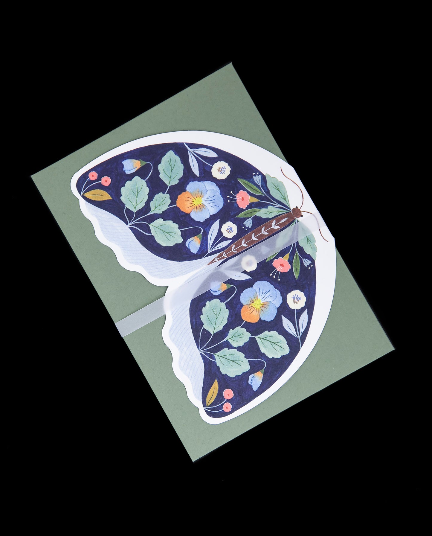 Floral Moth Greeting Card - Blue | FLORA WAYCOTT