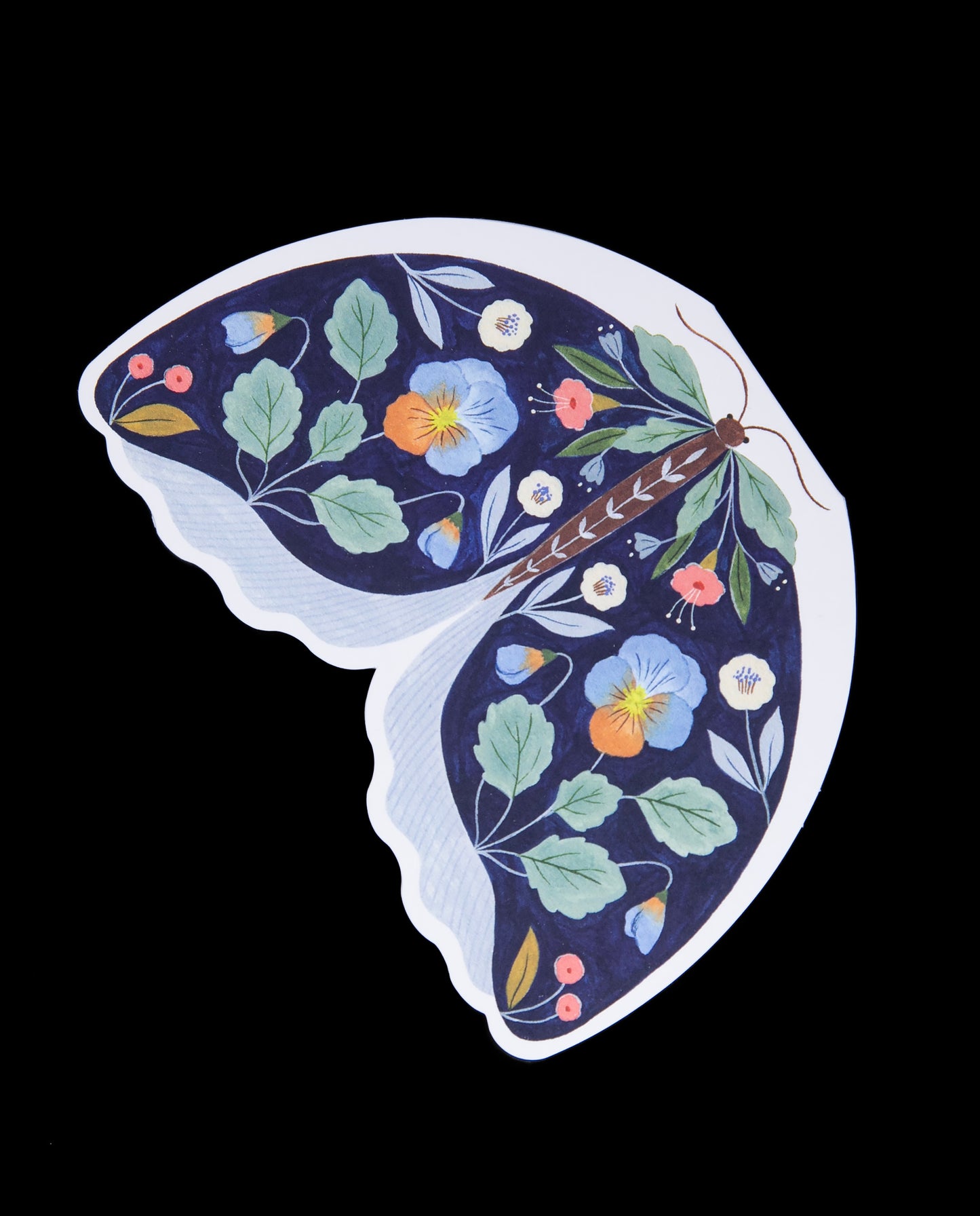 Floral Moth Greeting Card - Blue | FLORA WAYCOTT