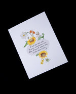 Victorian-inspired greeting card with illustration of yellow botanicals.