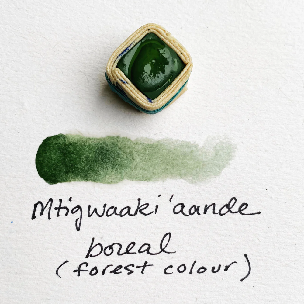 
                      
                        Swatch of Beam Paints' forest green "Boreal" watercolour paintstone.
                      
                    