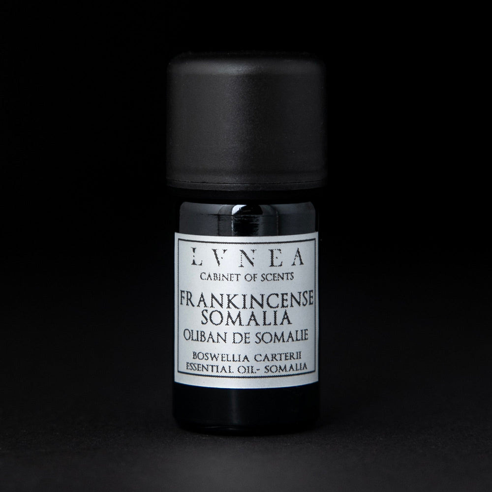 
                      
                        5ml black glass bottle with silver label of LVNEA's carterii frankincense
                      
                    
