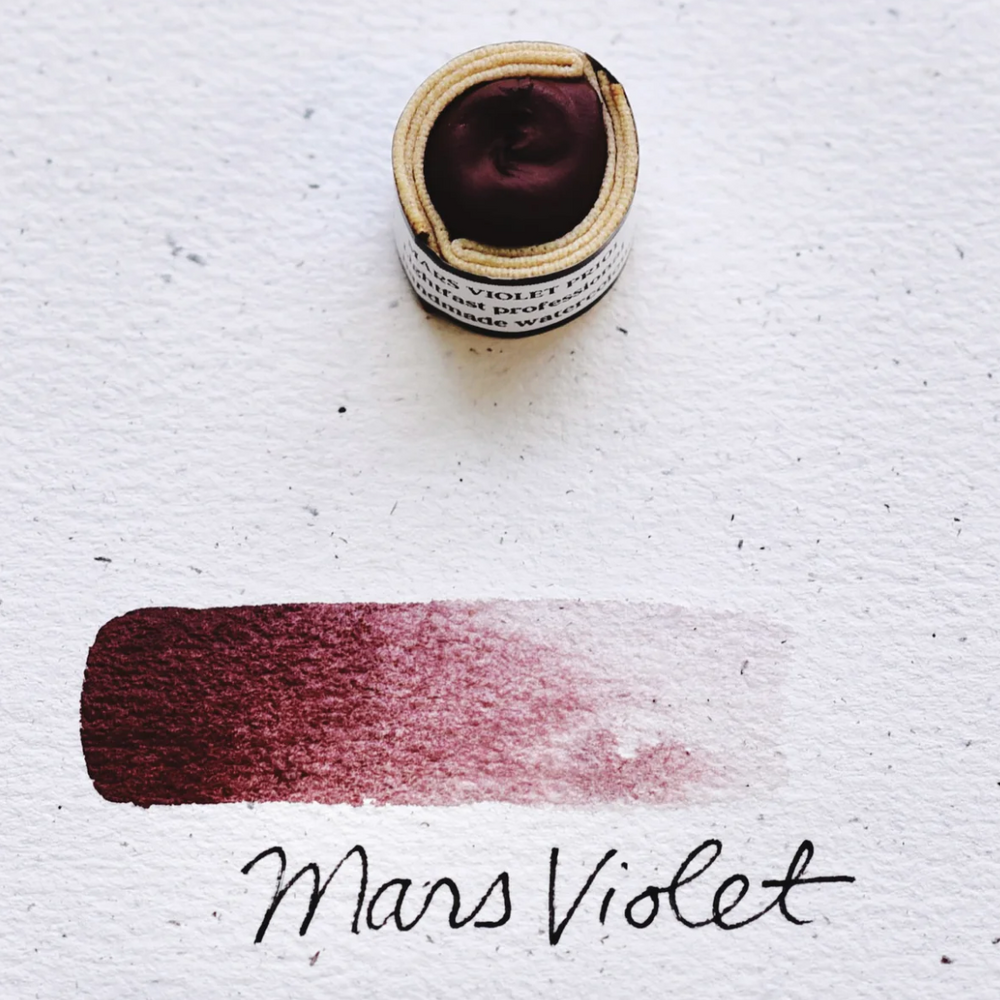 
                      
                        Swatch of Beam Paints' deep burgundy "Mars Violet" watercolour paintstone.
                      
                    