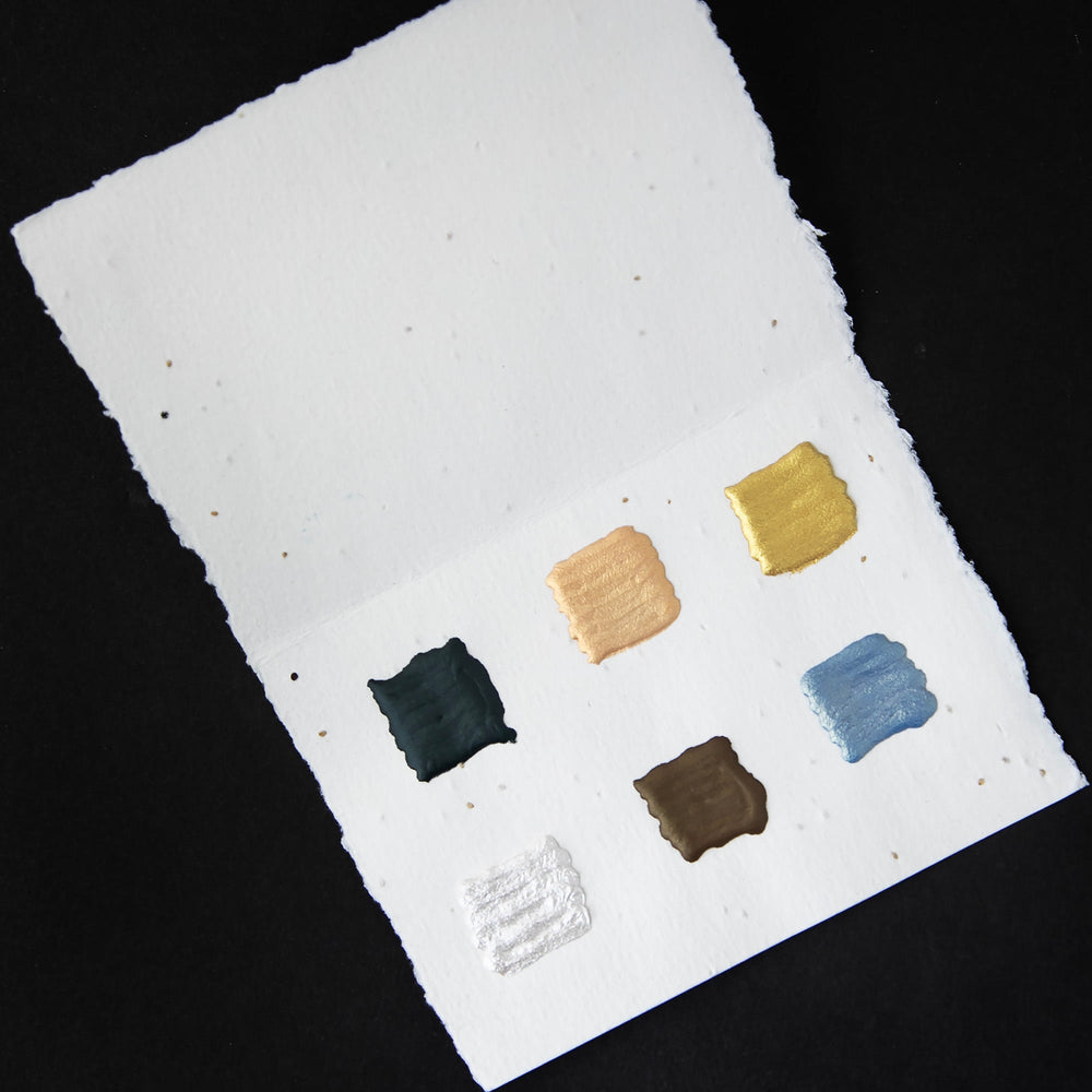 
                      
                        A natural paper card with 6 sample-sized watercolour swatches
                      
                    